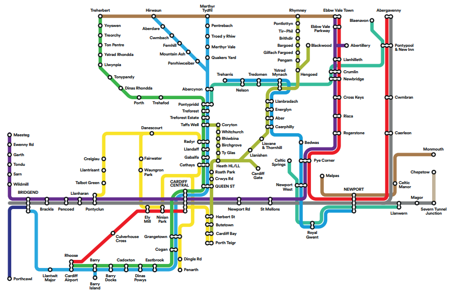 MAP RHWYDWAITH METRO DE CYMRU